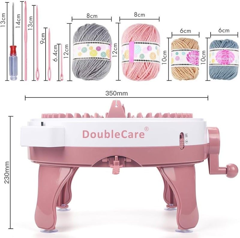 DoubleCare Knitting Machine 48 Needles,Smart Loom Knitting Machine with Row Counter,Knitting Board Rotating Double Knit Loom Machine for 𝐀𝐝𝐮𝐥𝐭𝐬 Gift,DIY Knit Scarf Hat Sock(with Wool) - Image 5